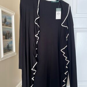 Lauren Ralph Lauren Black Cardigan with White Trim